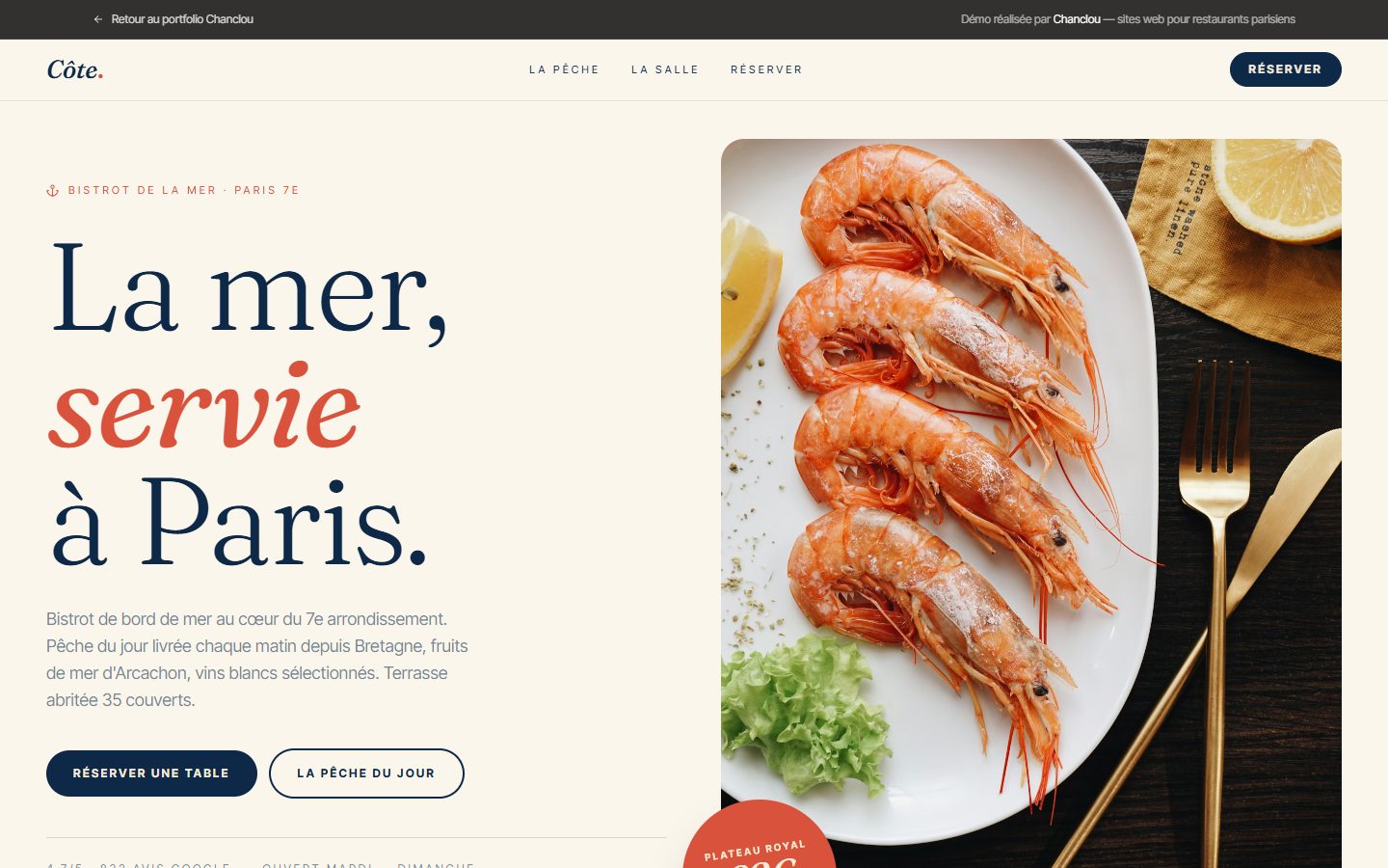Aperçu du site Côte