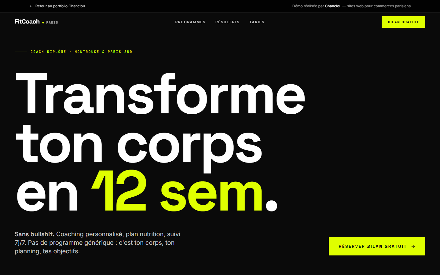 Aperçu du site FitCoach Paris