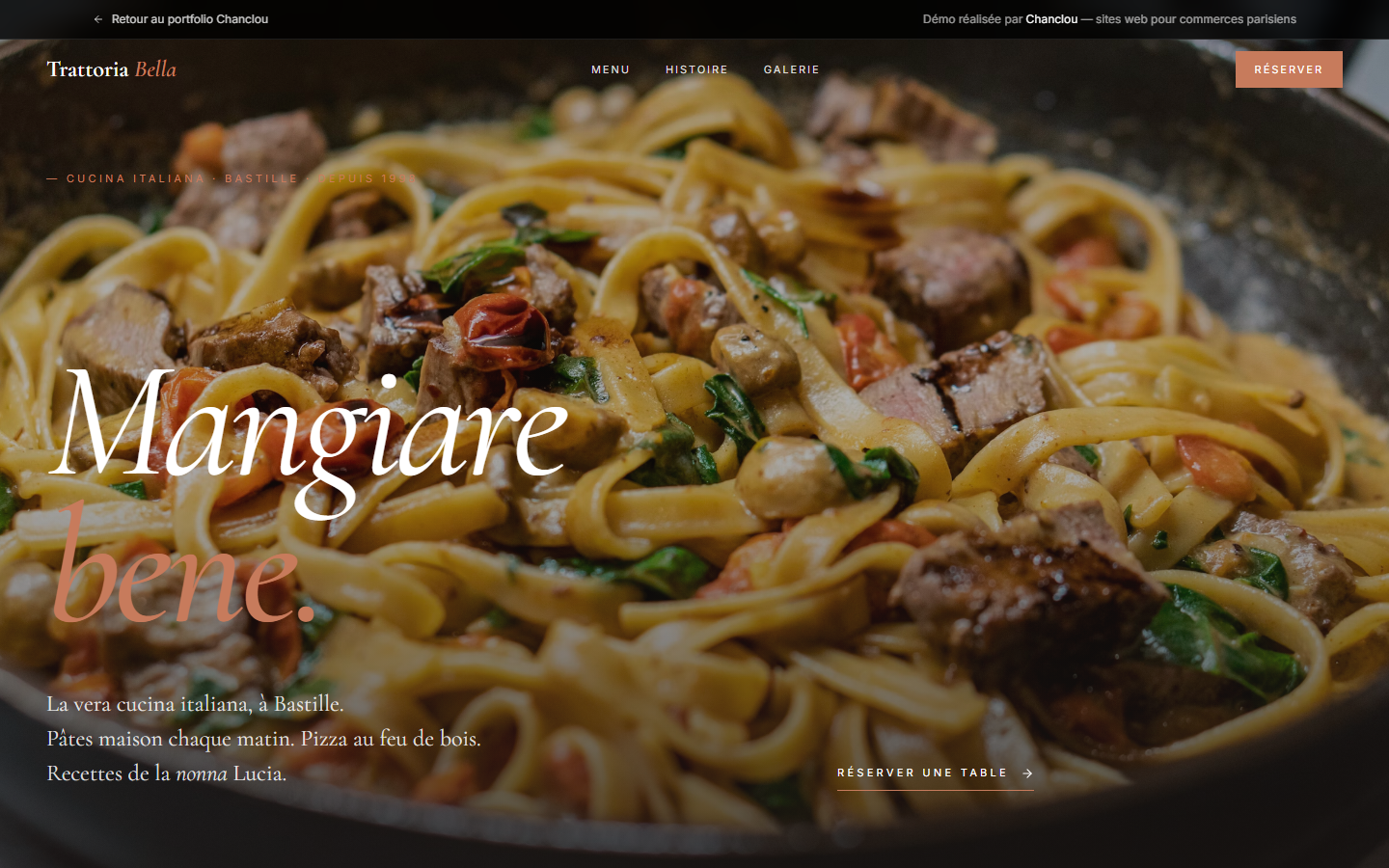 Aperçu du site Trattoria Bella